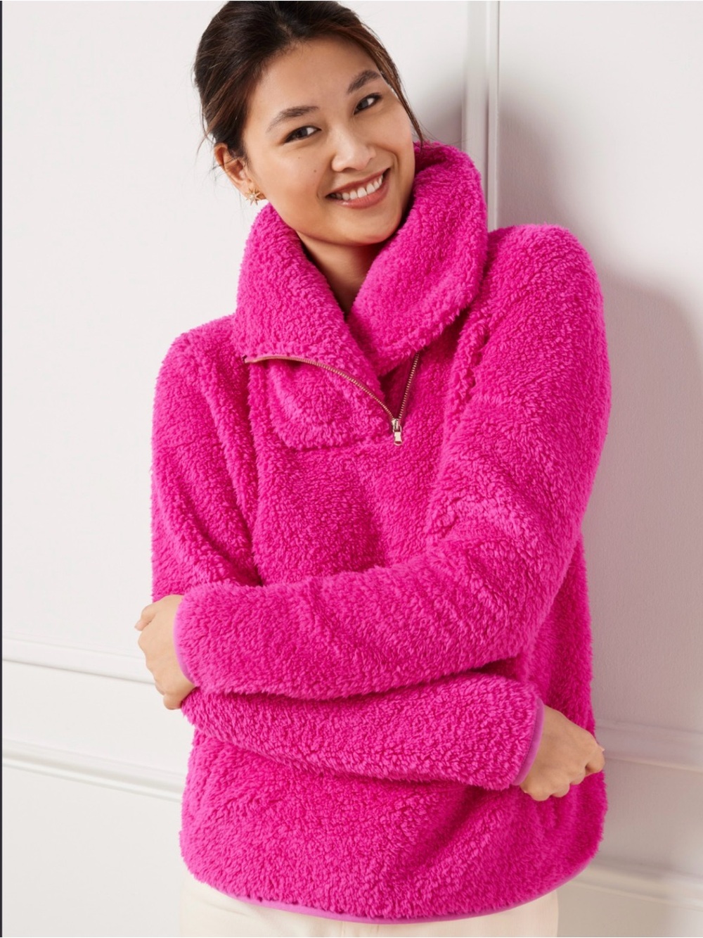 Talbots Hot Pink Ultra Plush Sherpa Pullover Size 1X